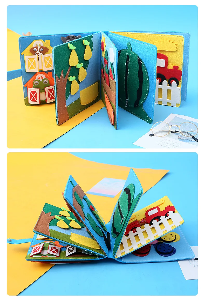 3D felt work book educational sensory toys preschool kids soft felt busy Quiet book board for kids