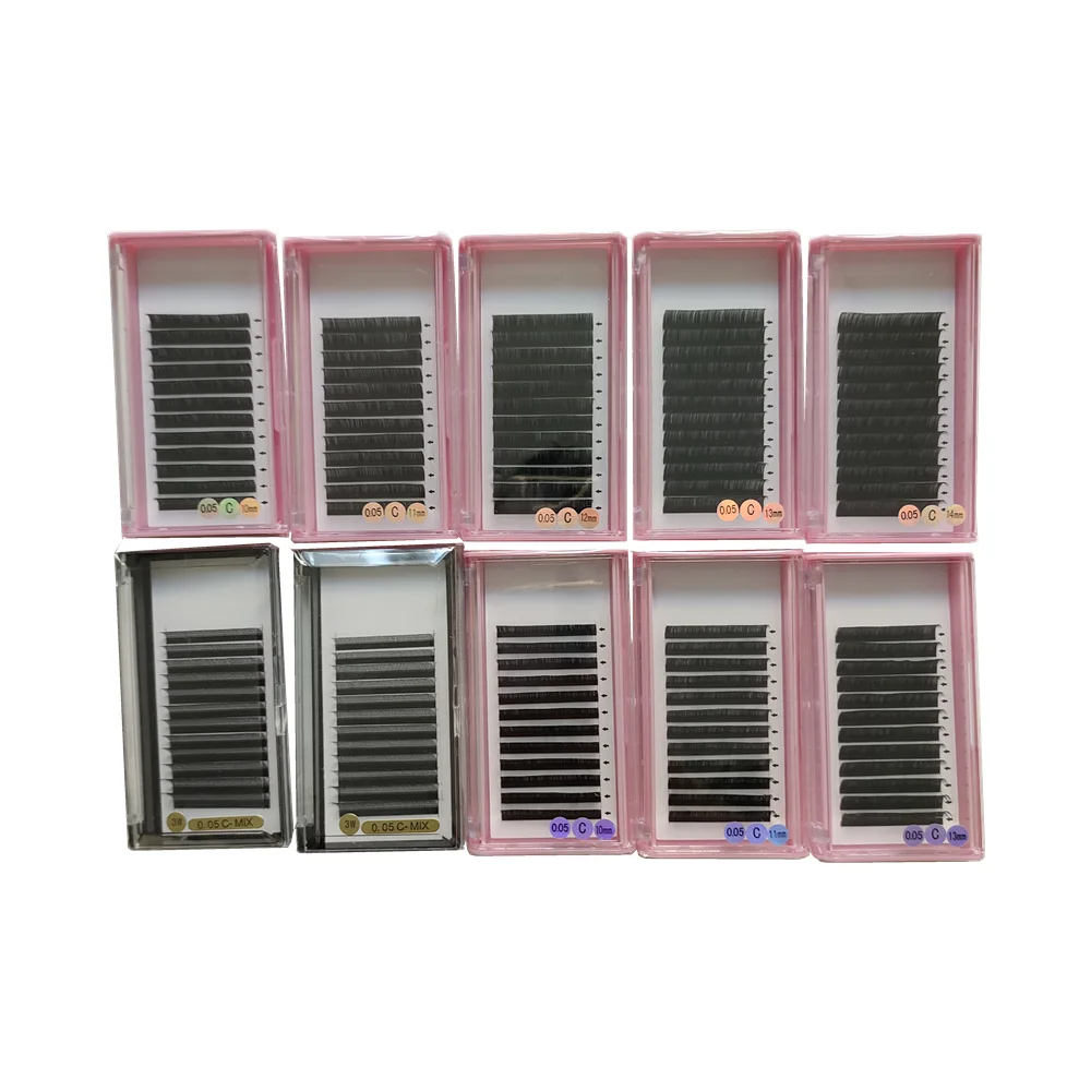 C D CC DD L J Super Soft PBT Fiber Volume Fans Silk Eyelash Extension High Quality Natural Long 0.06-0.25 Mm Hand Made 10 Pcs