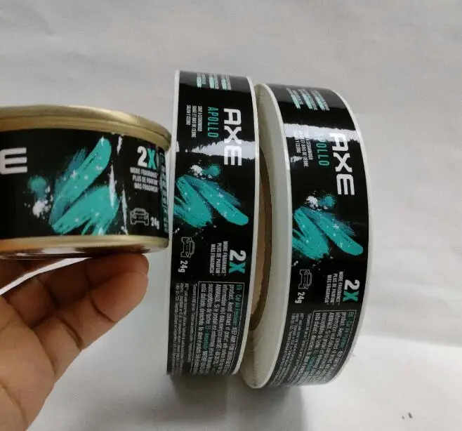 Canned custom adhesive label bottle stickers vinyl private perfume labels roll round for jar canned bottle food