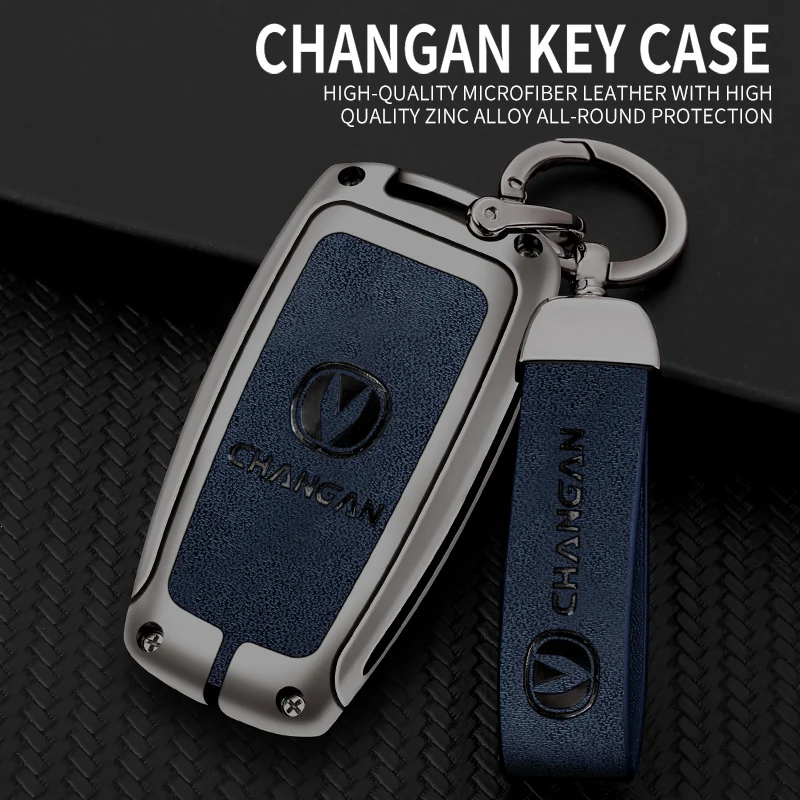 Remote Zinc Alloy Leather Car Key Case Cover For Changan Eado CS35 Raeton CS15 V3 V5 V7 Keyless Holder Protector Accessories