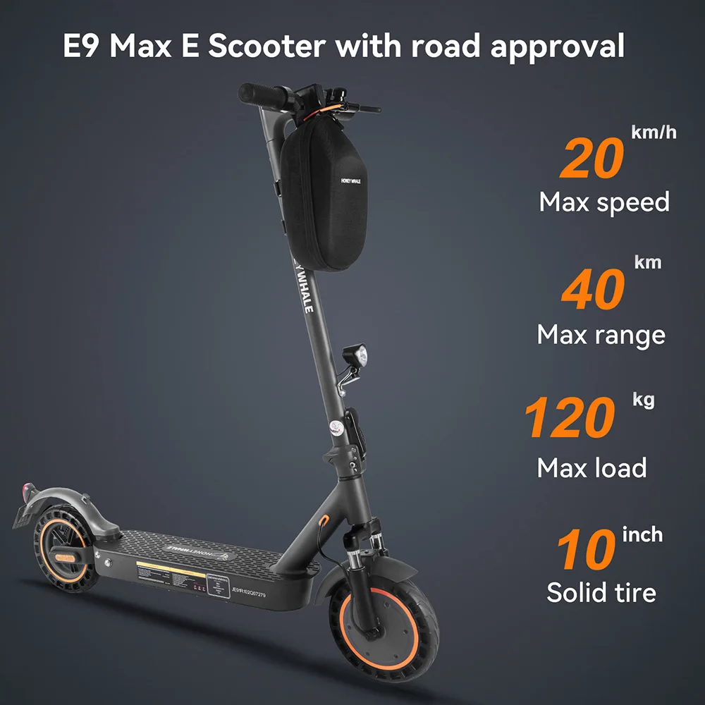 Popular 500W 36V 10Ah 10inch 20km/h HONEY WHALE E9 MAX Electric Scooter White Mechanical Brake And Electronic Brake