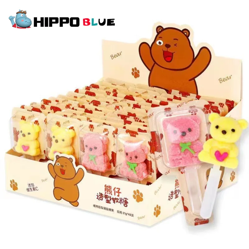 Factory wholesale pink and yellow cartoon bear shape soft candy cute and delicious