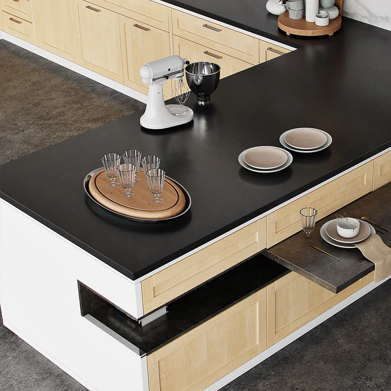 Hot Sale Modern Design Ready Customized Wall Floor Stand Quartz Sintered Stone Countertop Sink Base Plywood Kitchen Cabinet