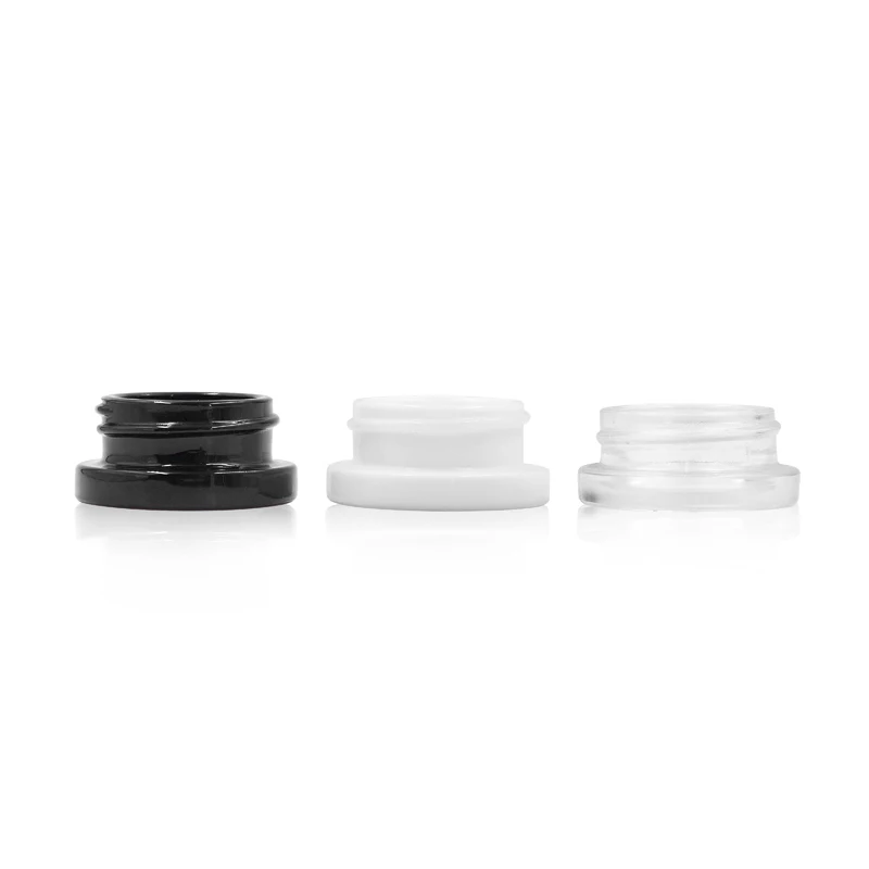 LLG 5ml 7ml 9ml black/transparent/white round child proof safe concentrates glass jars with child resistant plastic cap