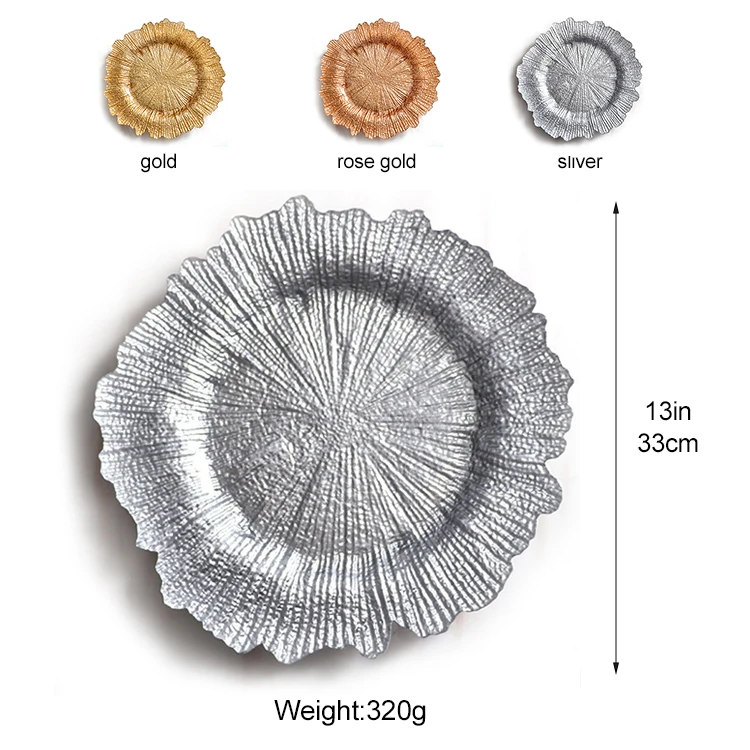 Classic Dinnerware Bulk 13 Inch Plastic Charger Plates Table Reef Gold Chargers Plates Wedding