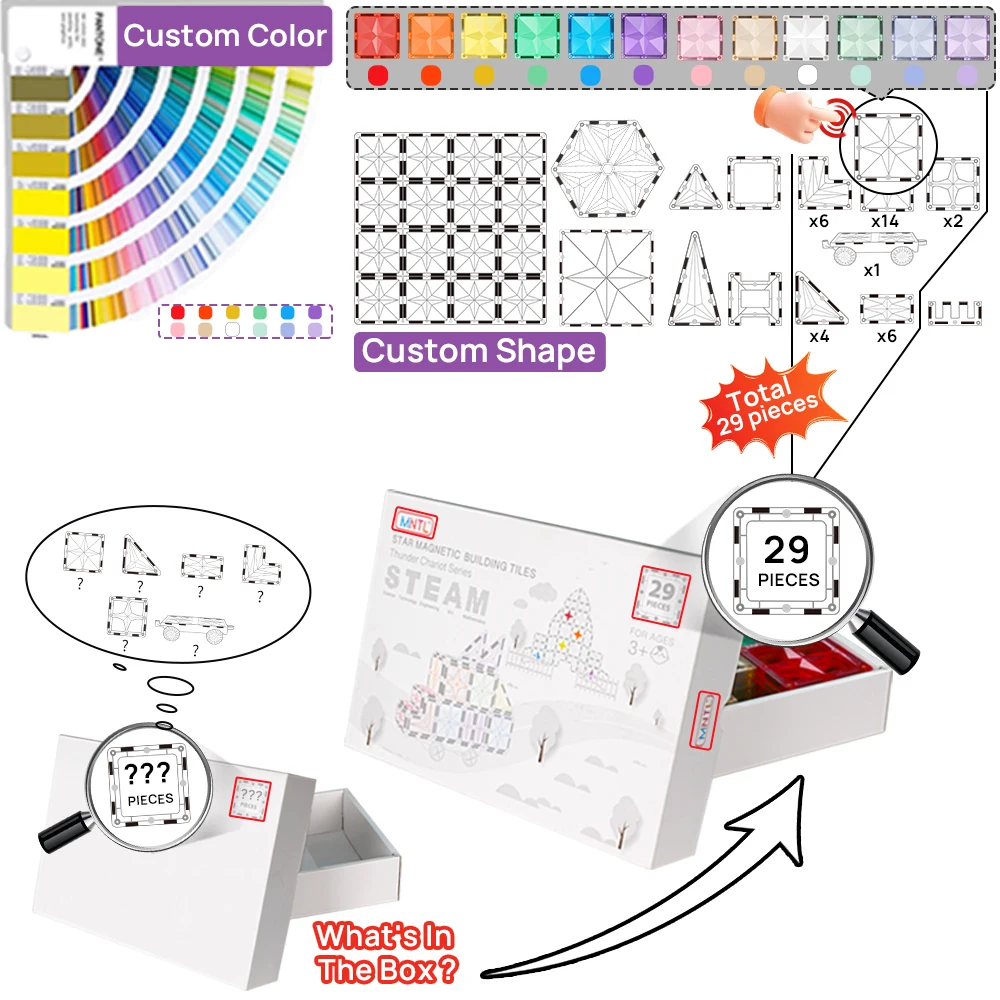 MNTL Kids Educational Magnetic Building Tiles Toys Magnetic Building Block Tiles For Kids