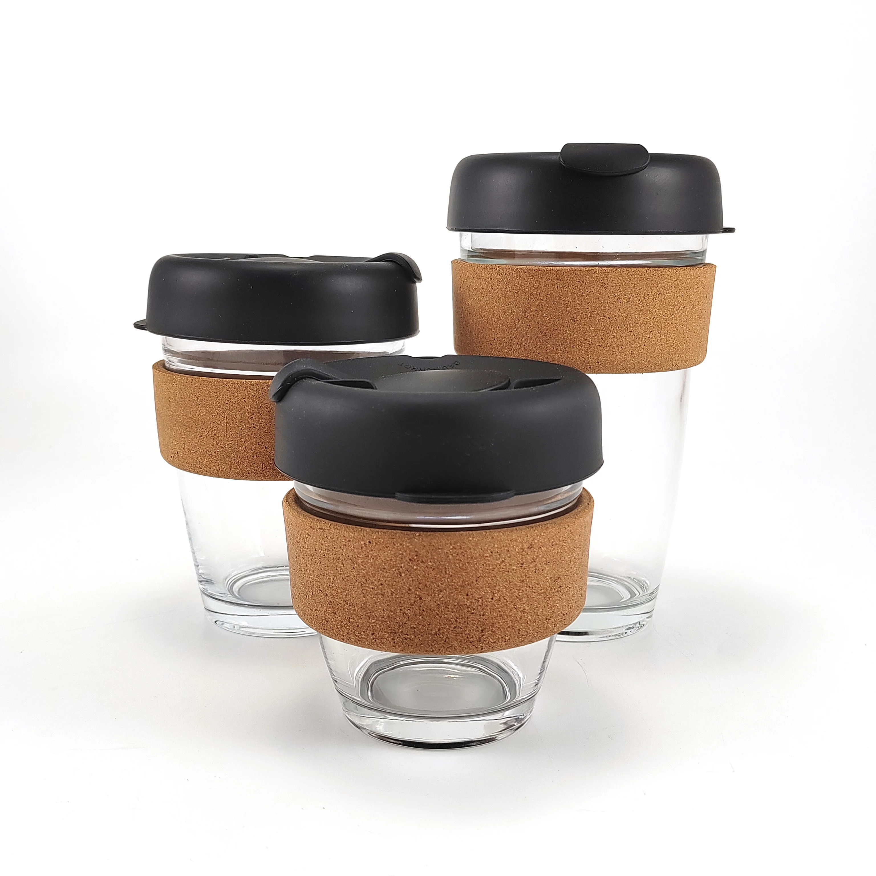 Переносное многоразовое стекло и пробковая дорожная чашка 230 мл 340 460 стеклянная для кофе чая кружка с силиконовой крышкой лента эко-фриен