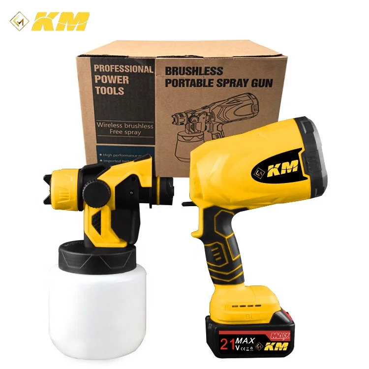 KM professional Brushless Paint Sprayer Spray Gun Cordless Keep Your Battery From Damage Cordless Spray Gun