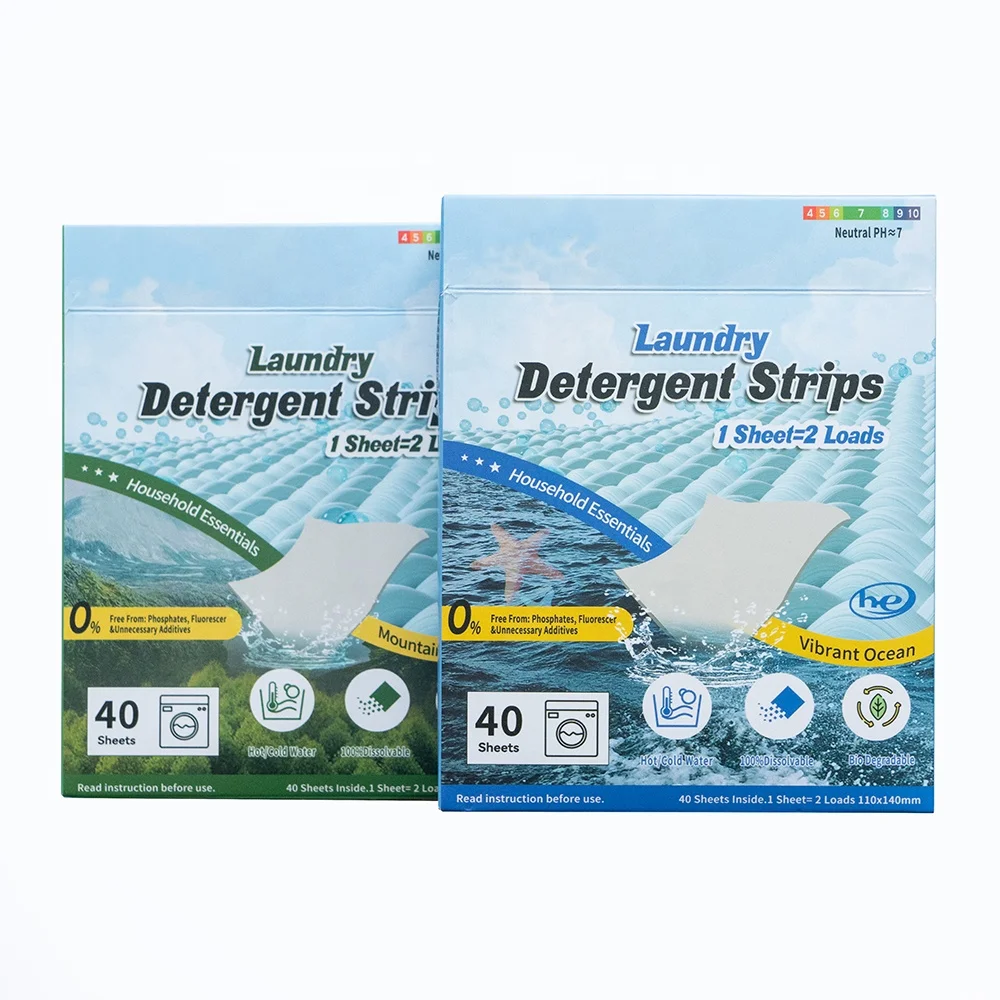 OEM Enzymatic Laundry Detergent Strip Cleaner Custom Mountain Morning Scent Laundry Detergent Sheets Fabric Softener