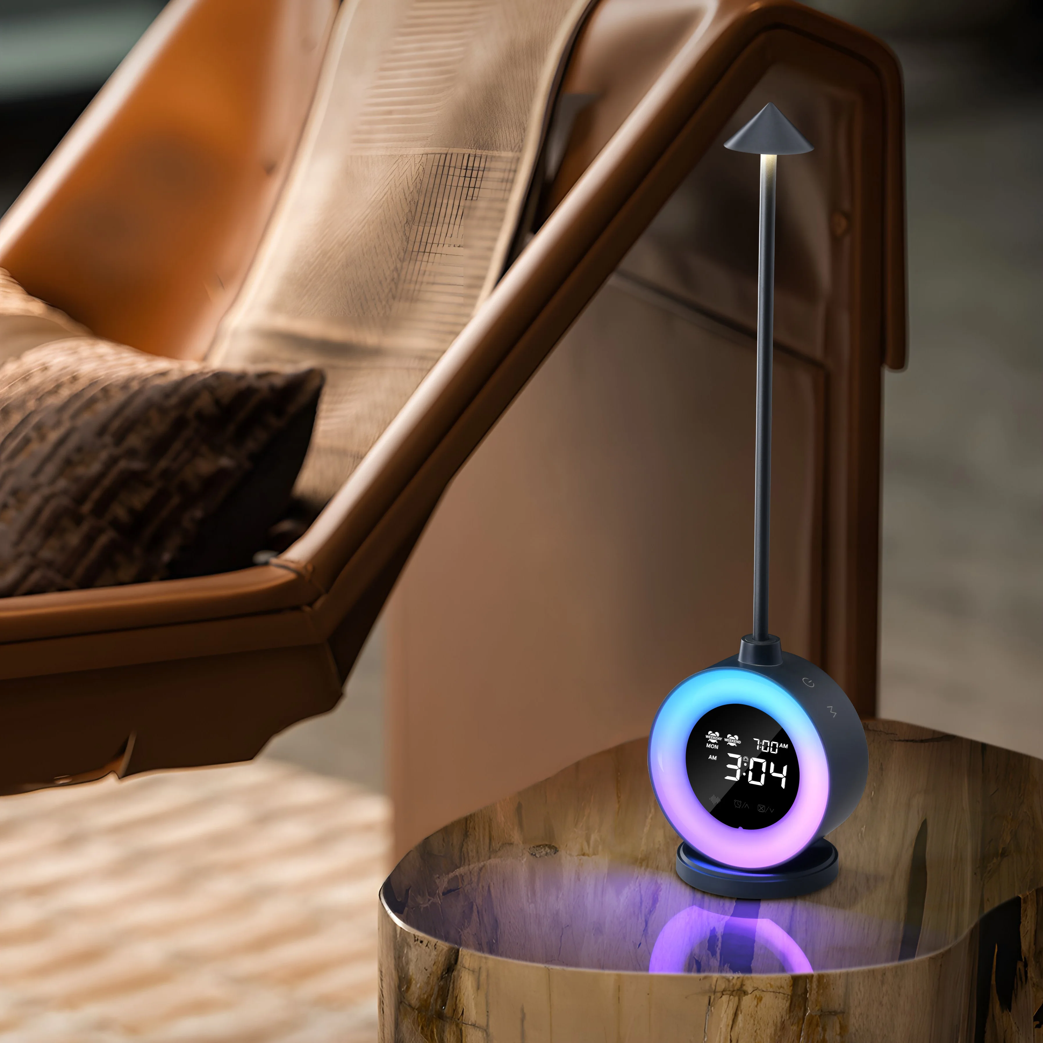 New arrival decorative night light wake up light multifunctional bedside lamp with white noise w