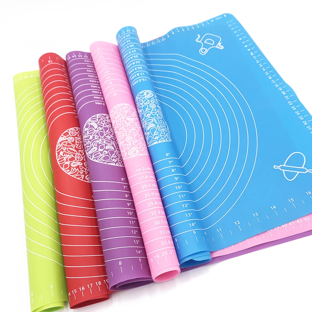 Custom non stick soft bbq pastry oven kneading rolling dough baking sheet silicone baking mat for cooking