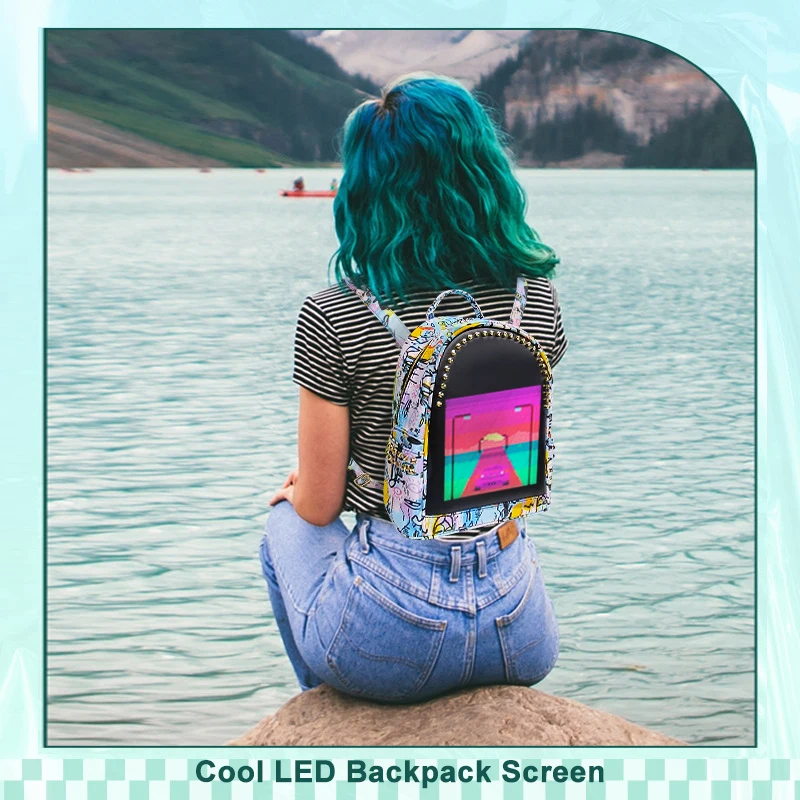 Super Light Weight 13 Inch Waterproof LED Backpack Men Women Children-Programmable School Travel Bag Screen Outdoor Advertising