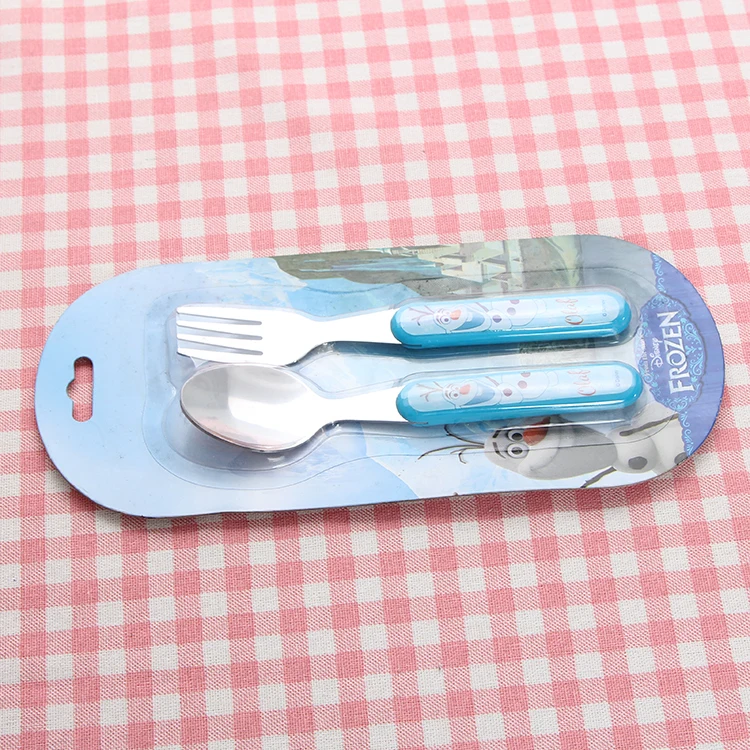 Food Grade plastic stainless steel children travel spoon fork kids cutlery set