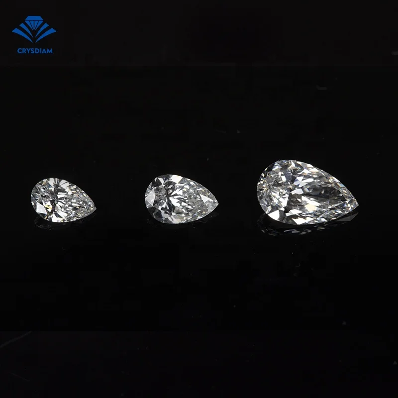 CRYSDIAM Pear Cut SI2 cvd polish diamond cvd diamond for sale cvd lab grown diamond