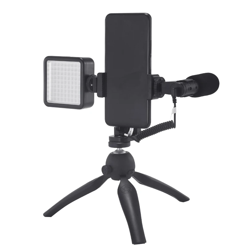 Mamen Professional Microphone Recording with Led Light for Video Camera Light Stand Tripod Stand for Phone