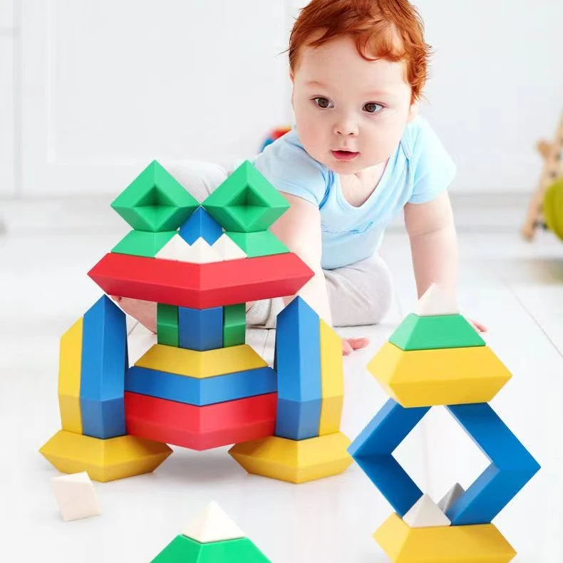 KEBO ABS kids plastic 3d big magic building block educational creative and imagination pyramid cube for kids