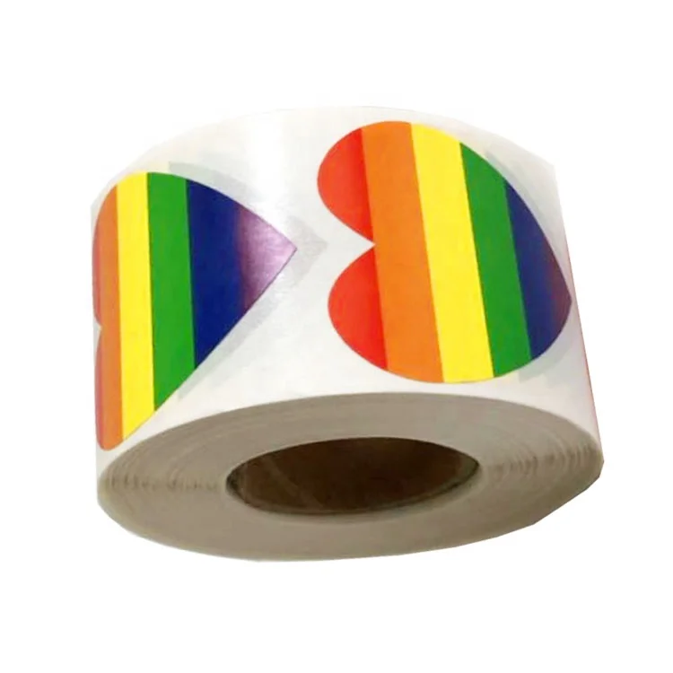 
Custom Stickers Printing Gay Pride Rainbow Heart Stickers 500 Pieces A Roll 