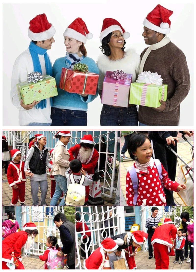 Красная шапка Санта Клауса, Сверхмягкие плюшевые шапки для рождественского косплея, рождественские украшения, шапки для взрослых для рождественской вечеринки