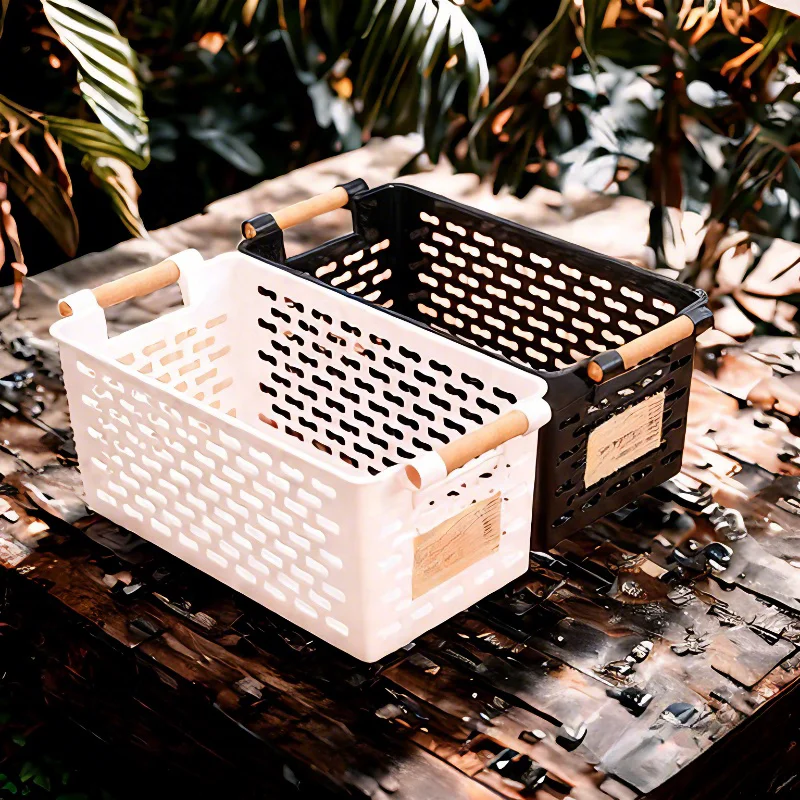 Wholesale Plastic Storage Basket with Handles For Home Kitchen Home Storage Pantry Bin