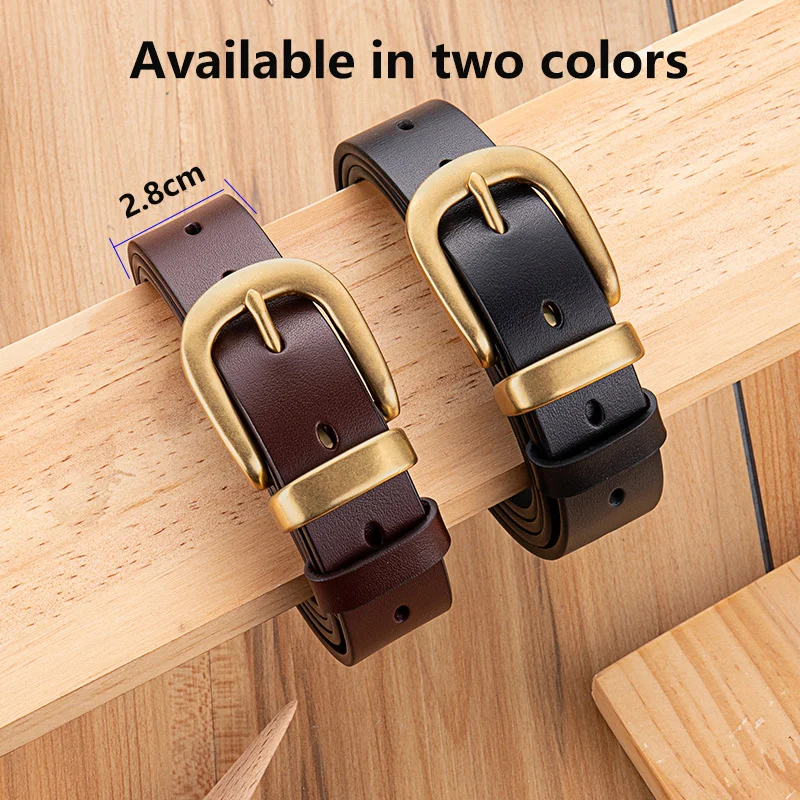 Hot selling new custom head layer cowhide simple copper pin buckle genuine leather ladies hundred matching trim belt
