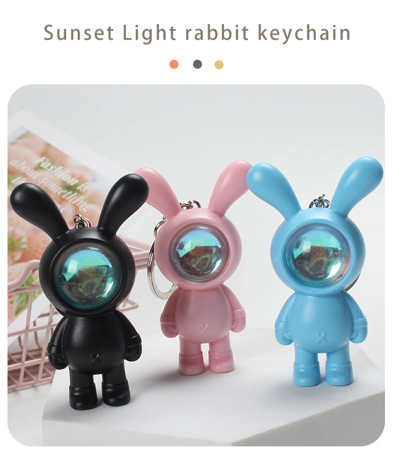 2023 new mini rabbit doll sunset atmosphere light keychain