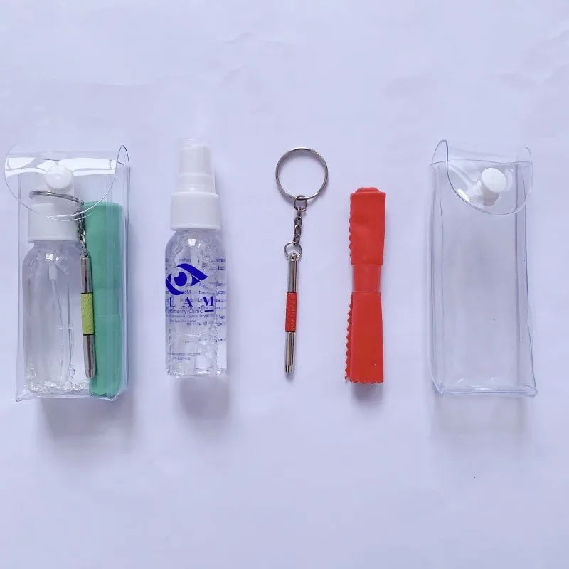 PVC POUCH for  lens cleaner solution set For Glasses Spray Lens Cleaner Eyeglasses Spray liquid cleaning spray kit
