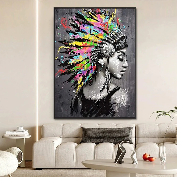 Современная акриловая Картина на холсте для домашнего декора абстрактное произведение искусства индийская женщина настенное искусство современные картины маслом