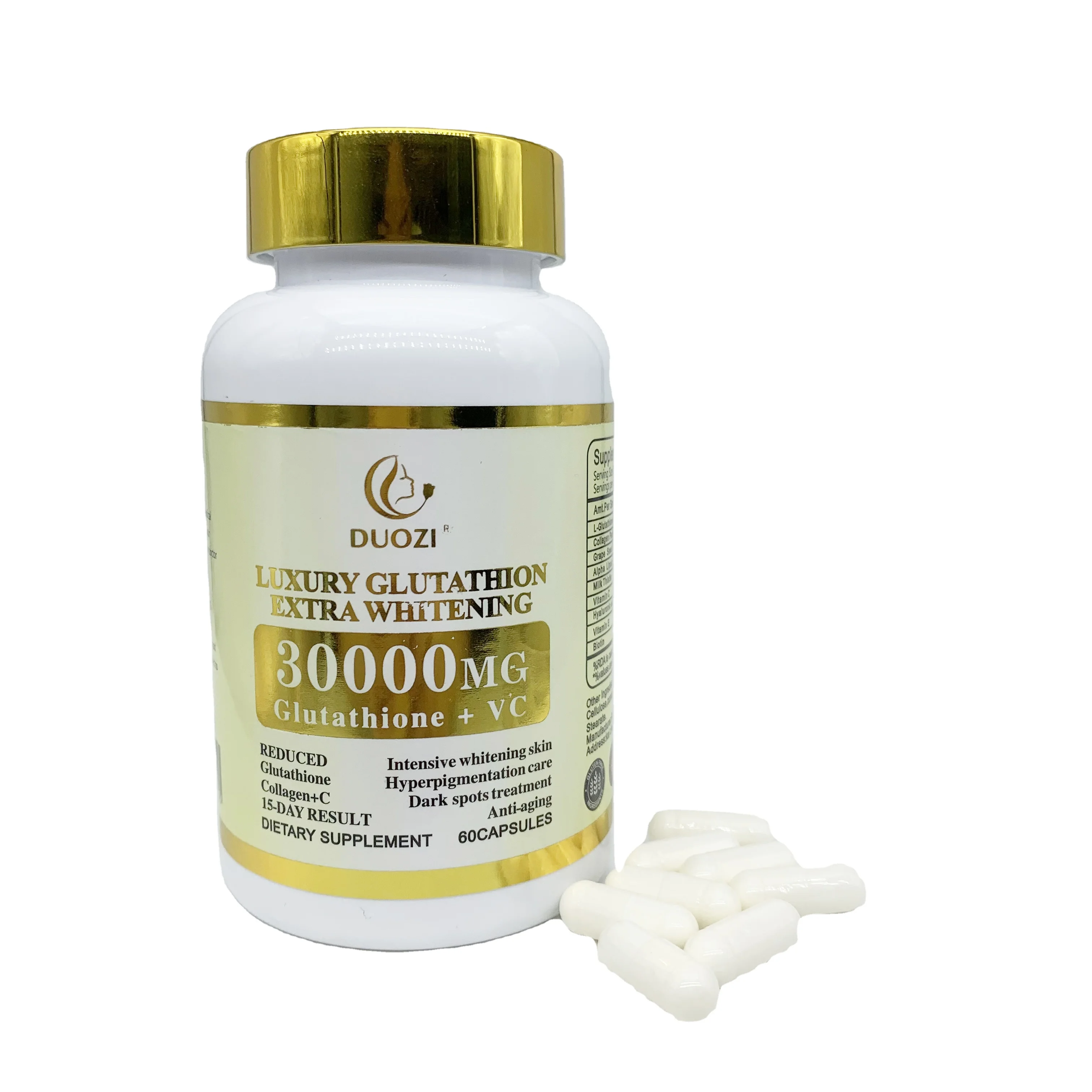 OEM DUOZI quick effect whitening brightening capsules whitening pills for black skin gluta whitening capsule pills