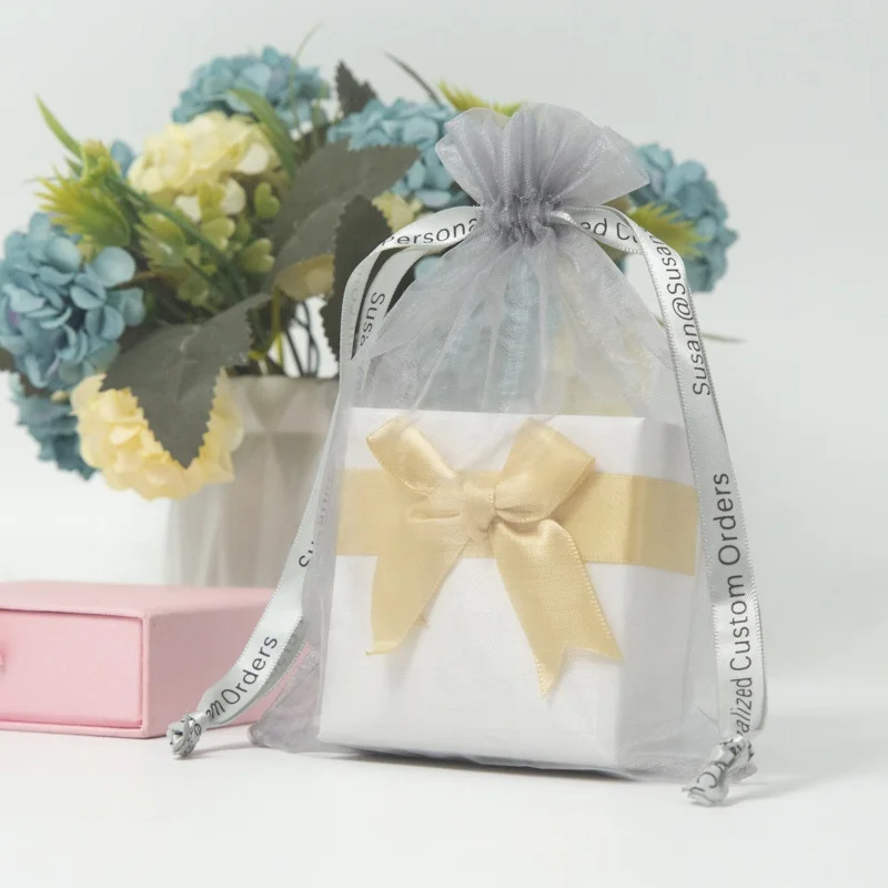 Новый стиль, Прямая поставка с завода, низкий минимальный заказ, индивидуальные сумки из органзы, серебряная Упаковочная Сумка из органзы