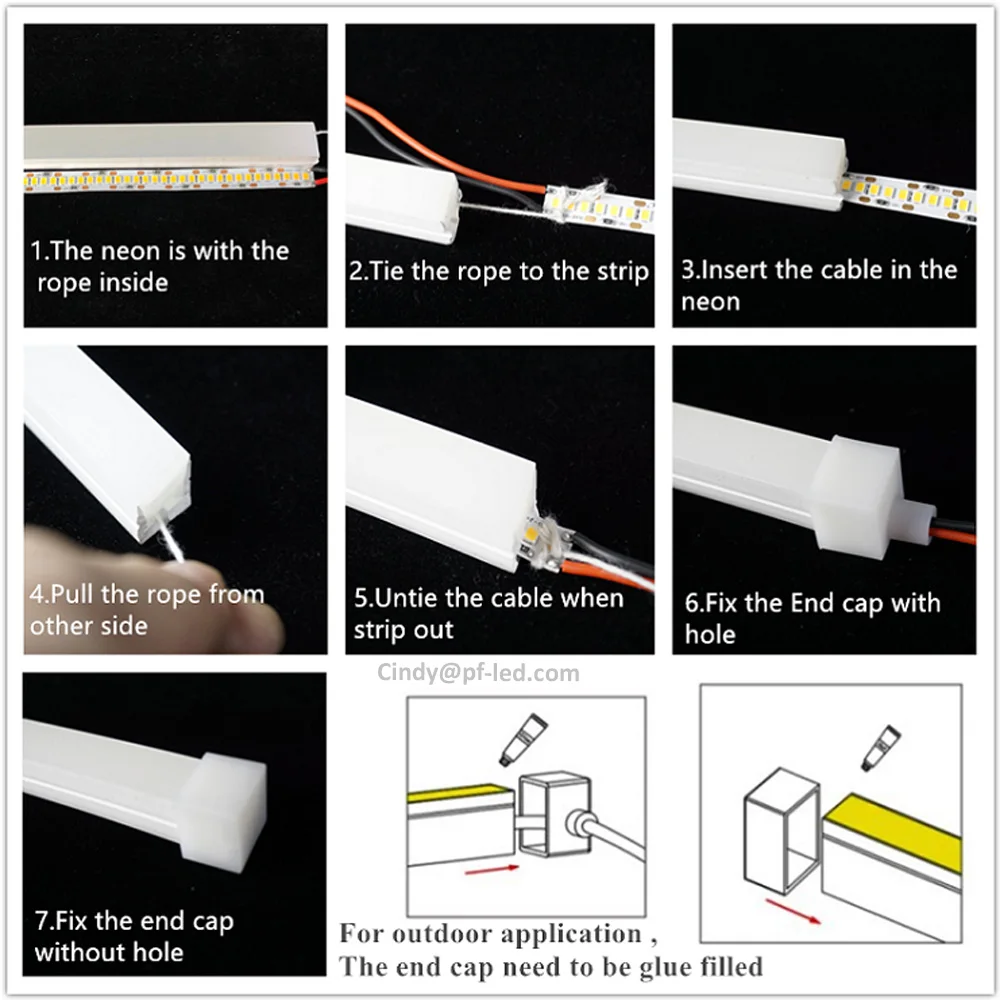 Flat Top 100m 200m  10x10mm empty Soft led Neon silicone Tube for 5mm  led strip