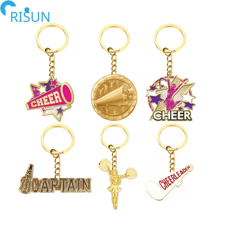 Manufacture Personalised Cheer Captain Cheerleading Cheer Enamel Keychain Keyrings Pendant Custom Cheer Keychains