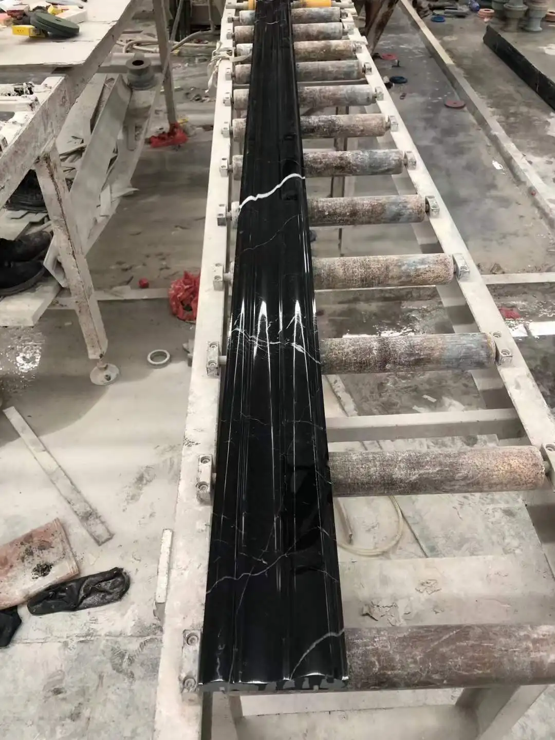 decorative Black Marquina marble stone trim molding lines skirting stones