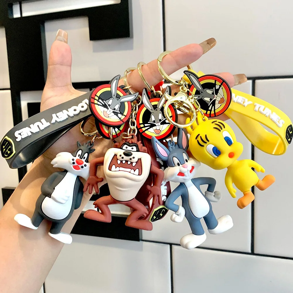 Wholesale Personalized pvc doll rabbit duck 3d keychain pendant cute key chain anime rubber bag keychain rings with chain
