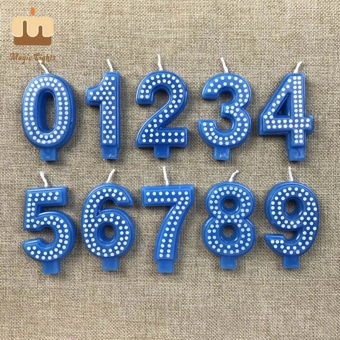 Polka Dot Blue Number Candle 0-9 In The World