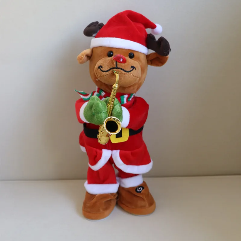 Fast Shipping Christmas Tree Santa Design High Quality Electronic Recording Dancing and Singing Rechargeable Plush Toys for Kids