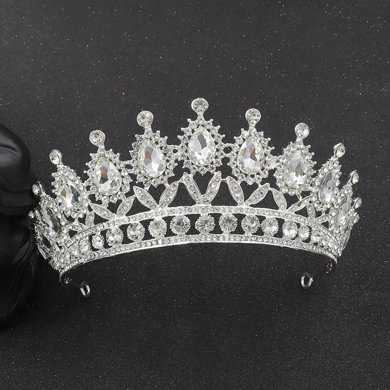 Luxury Crystal Tiara Bridal Blue Color Diamond Crown Hot Selling Wedding Queen Crown Headwear