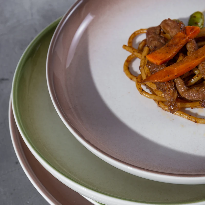 HuaDa High Quality Glazed Ceramic Dinner Plate Round Nordic Plate Set Custom Serving Dishes For Catering