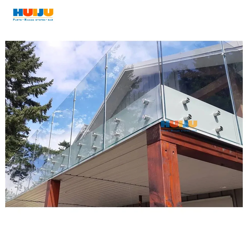 HJ Adjustable Staircase Handrail System Glass Standoff For Frameless Glass Railing Townhouse Affordable MezzanineEasy installed