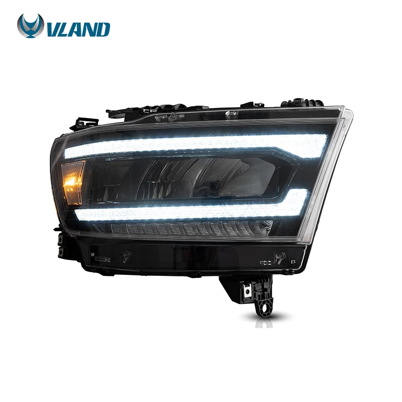 VLAND Factory Full LED Headlights  2019 2020 2021 Car Light Sequential Turn Signal 5th Black Front Head lamp For Dodge Ram 1500