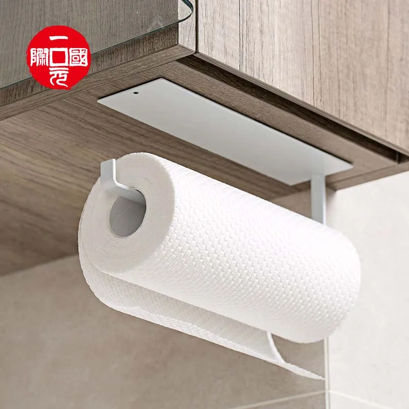 Punch-free paper towel shelf bathroom kitchen paper hanger cling film storage rack wall hanging rack roll paper holder