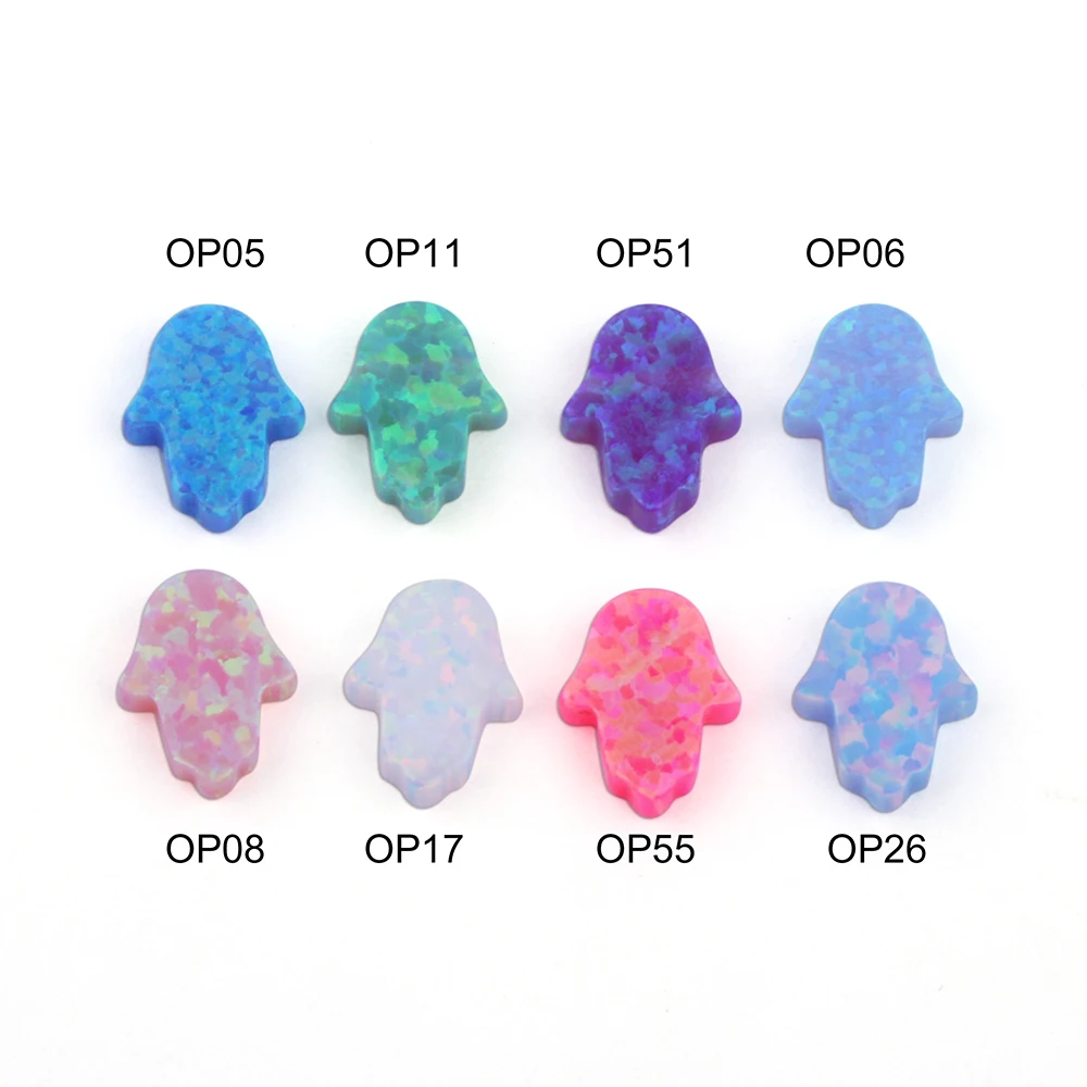 2024 Popular 8x10mm Synthetic Opal Hand Direct Wholesale Price Blue Green White Hamsa Opal