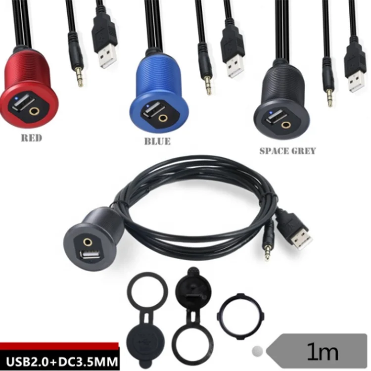  Новый продукт 1 м USB 2 0 + DC3.5MM мужского и женского пола со светодиодной подсветкой AUX расширение заподлицо кабель для входа мини-камера автомобиля мотоцикла лодка