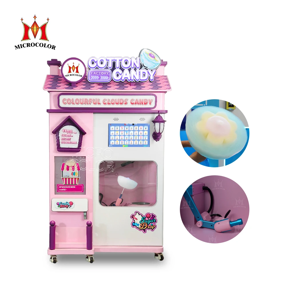 Factory wholesale price fairy floss machine automatic cotton candy vending machine robot sweet cotton candy machine for business