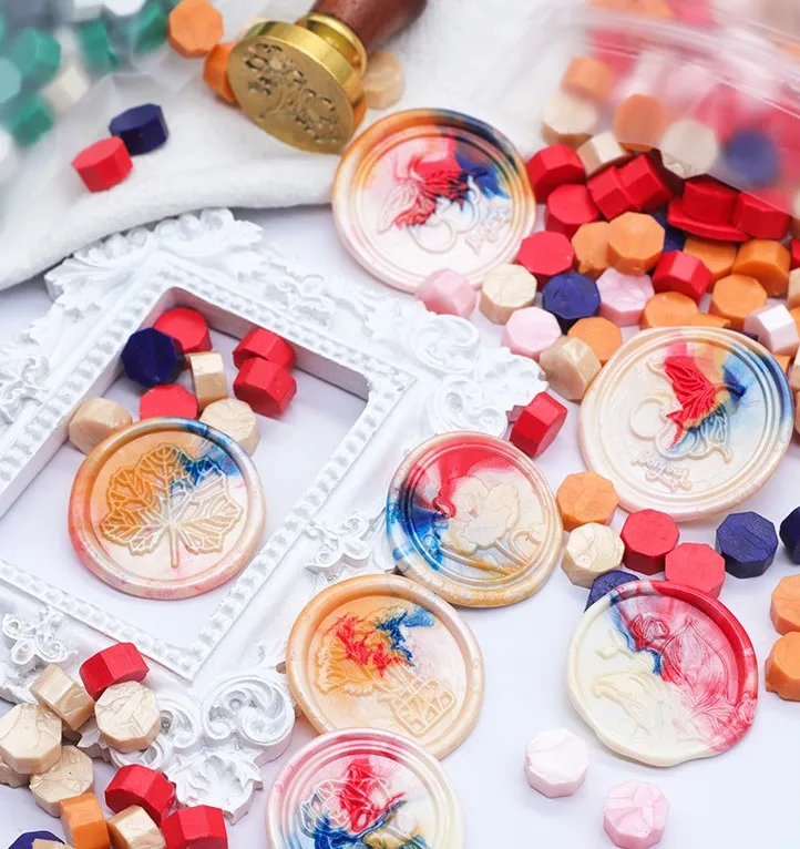 Hot Wine Red New 40 Colors Collection Octagon Wax Seal Beads In Bulk in 1kg