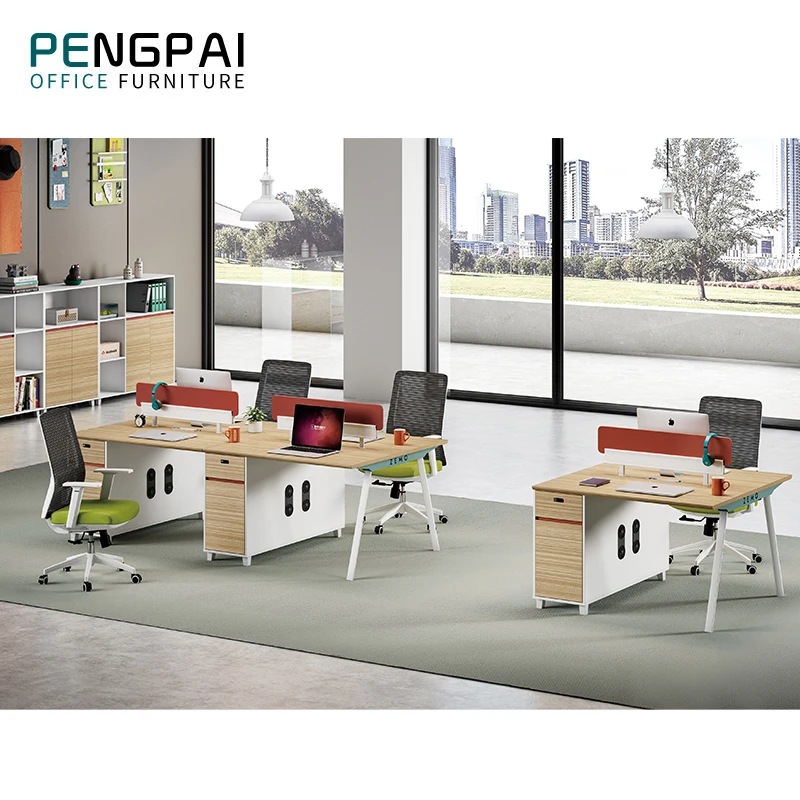 Modern open modular 4 person workstation office desk furniture design work office staff table workstation