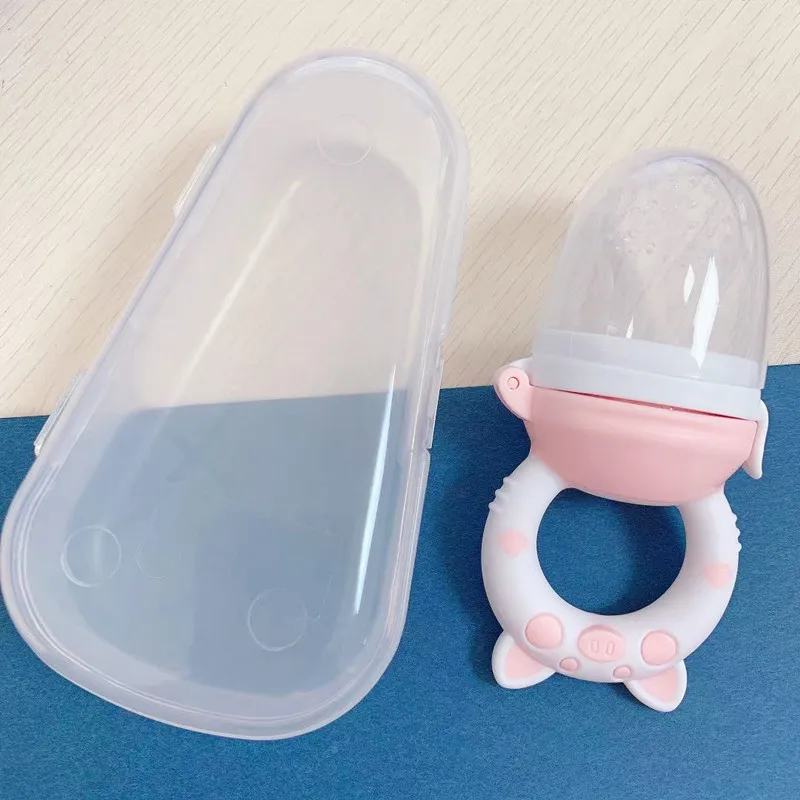 Gift Set Pig Pattern 100% Food Grade Silicone Nipple Teether Newborn Baby Teethers With Box