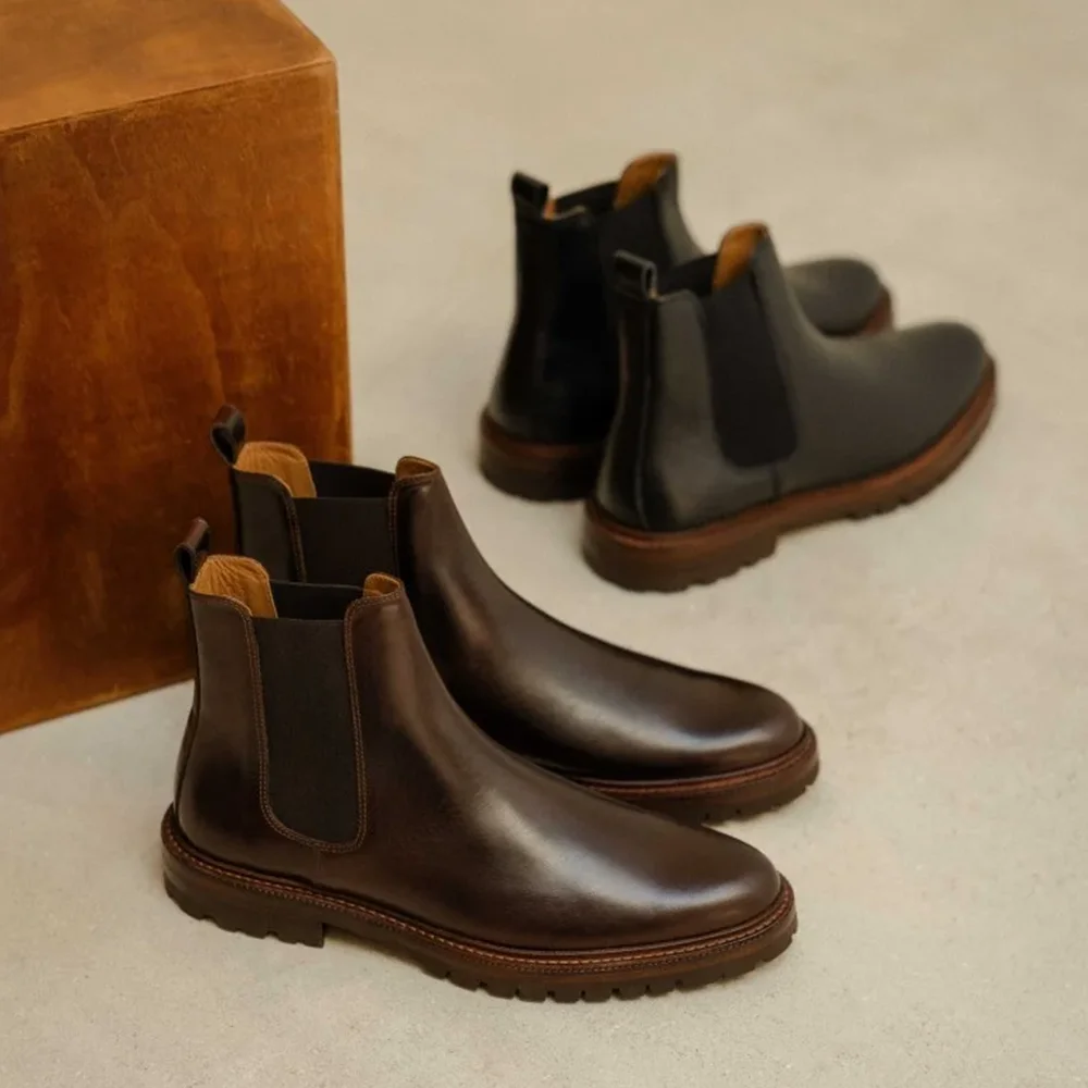 Wholesale Autumn Winter chelsea Boots Genuine Leather Boots for Men
