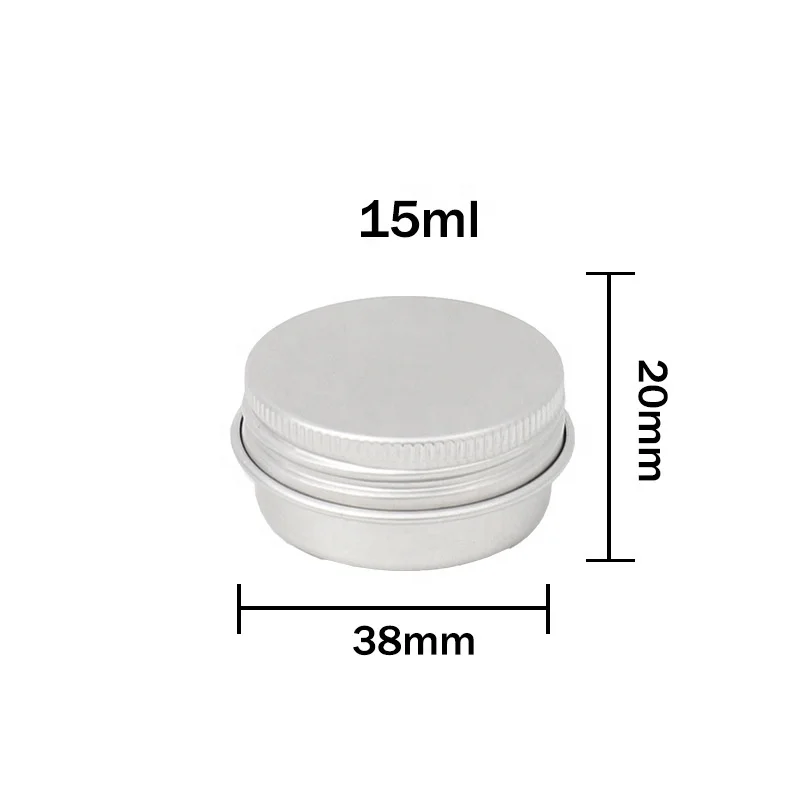 LZ Pack Hot Sale Round 15ml 15g 0.5oz Silver Aluminum Tin Jar DIY Screw Top Custom Logo Lip Balm Storage Container