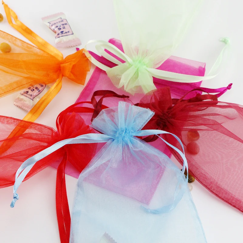 Factory direct sales organza bag jewelry storage holiday gift packaging bag transparent pearl yarn bag