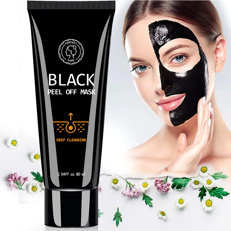 Private label peel off mask deep cleansing pore acne blackhead remover herbal black bamboo charcoal peel off mask